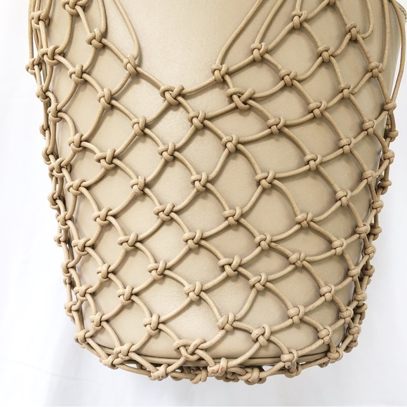 J.CREW | NWT SEDONA BASKET LEATHER CANVAS DRAWSTRING BAG IN MACADAMIA - Picture 5 of 15